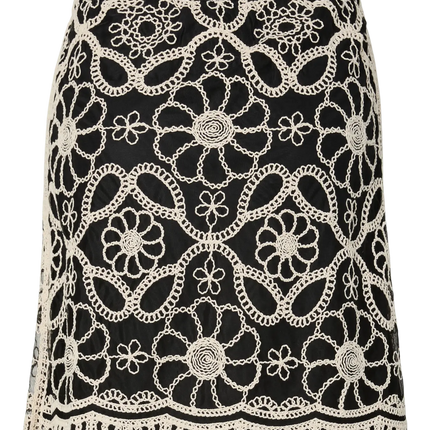 YAS Cilia crochet skirt black