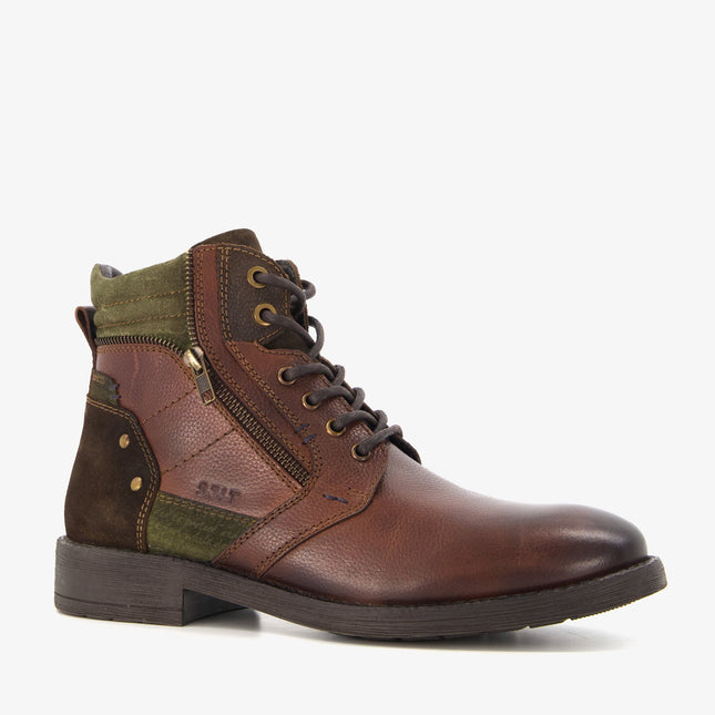 UNICORN Men's leather lace-up boots dark brown 40 41 42 43 44 45 46