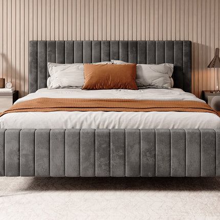 UNICORN Ventum Double Bed - Dark Gray Velvet - 160x200 cm