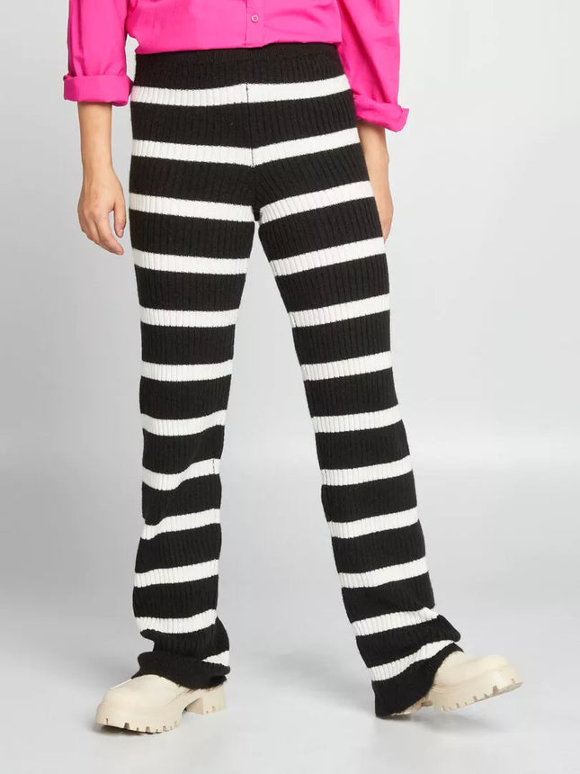 UNICORN Women's long trousers black white striped xxs xs s m l