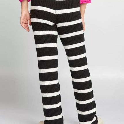 UNICORN Women's long trousers black white striped xxs xs s m l