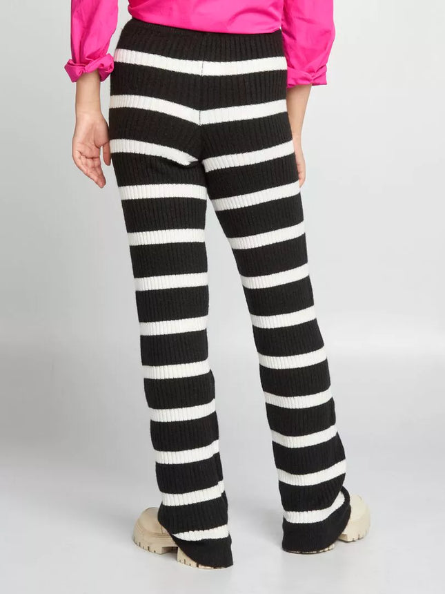 UNICORN Women's long trousers black white striped xxs xs s m l