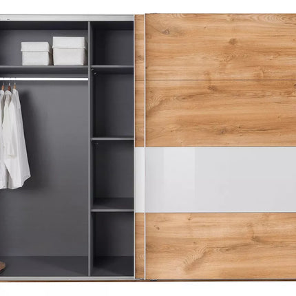 UNICORN Wardrobe sliding door cabinet modern oak black and white Width 270 cm Depth 64 cm Height 208 cm
