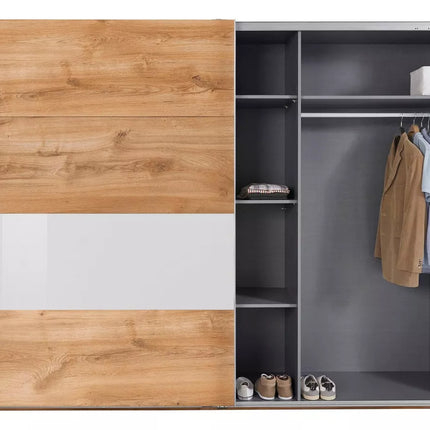 UNICORN Wardrobe sliding door cabinet modern oak black and white Width 270 cm Depth 64 cm Height 208 cm