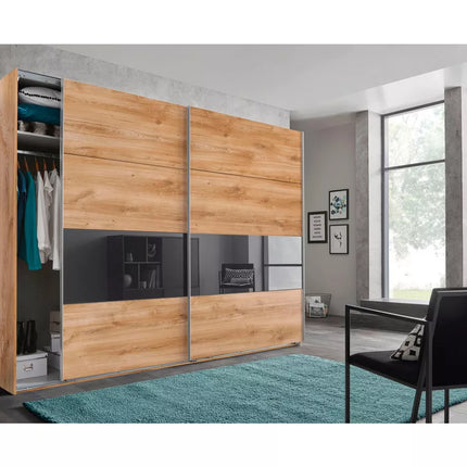 UNICORN Wardrobe sliding door cabinet modern oak black and white Width 270 cm Depth 64 cm Height 208 cm