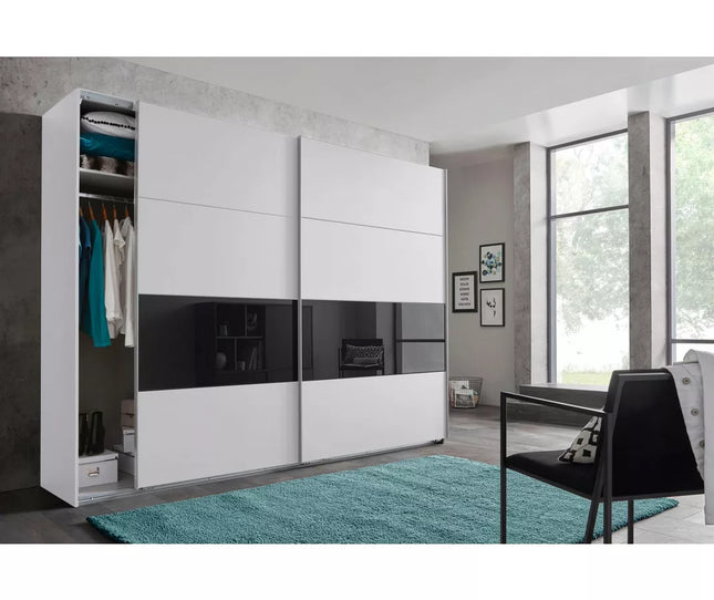 UNICORN Wardrobe sliding door wardrobe modern white black Width 270 cm Depth 64 cm Height 208 cm