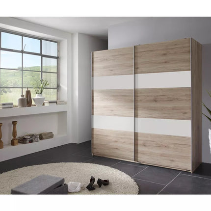 UNICORN Wardrobe sliding door wardrobe modern oak brown white gray black Width 180 cm Depth 64 cm Height 198 cm