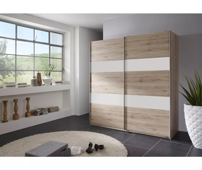 UNICORN Wardrobe sliding door wardrobe modern oak brown white gray black Width 180 cm Depth 64 cm Height 198 cm
