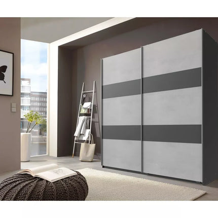 UNICORN Wardrobe sliding door wardrobe modern oak brown white gray black Width 180 cm Depth 64 cm Height 198 cm