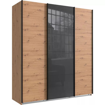UNICORN Wardrobe sliding door wardrobe modern high-gloss black and white oak light brown oak dark brown Width 180 cm Depth 64 cm Height 210 cm