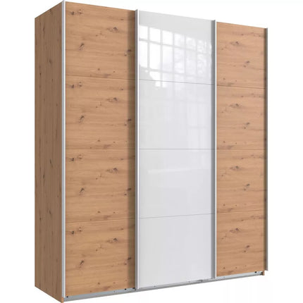 UNICORN Wardrobe sliding door wardrobe modern high-gloss black and white oak light brown oak dark brown Width 180 cm Depth 64 cm Height 210 cm