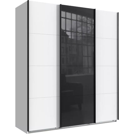 UNICORN Wardrobe sliding door wardrobe modern high-gloss black and white oak light brown oak dark brown Width 180 cm Depth 64 cm Height 210 cm