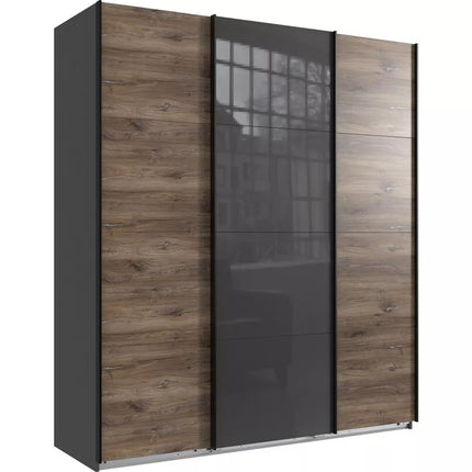 UNICORN Wardrobe sliding door wardrobe modern high-gloss black and white oak light brown oak dark brown Width 180 cm Depth 64 cm Height 210 cm