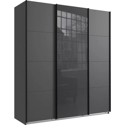 UNICORN Wardrobe sliding door wardrobe modern high-gloss black and white oak light brown oak dark brown Width 180 cm Depth 64 cm Height 210 cm