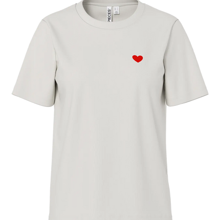 Mila heart tee cloud dancer red
