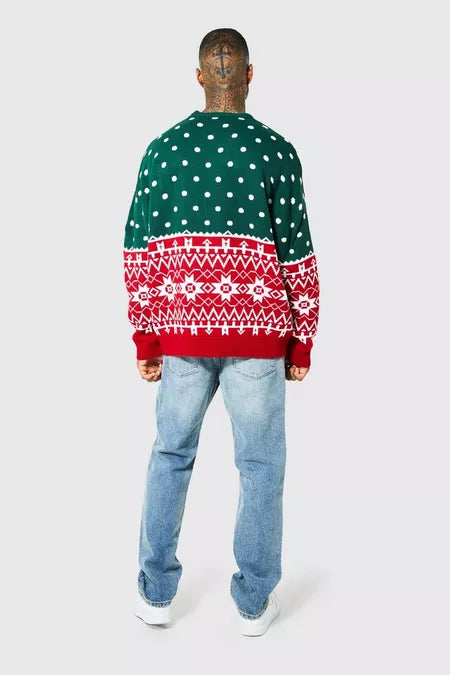 UNICORN Men's sweater Christmas pattern dark green red xs s m l xl