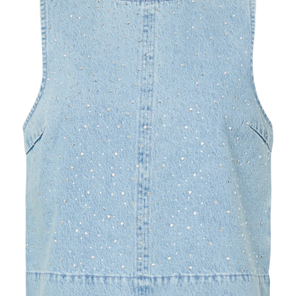 Noel denim top rhinestone glitter light blue