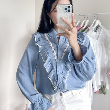 UNICORN Women's blouse green light blue s m l
