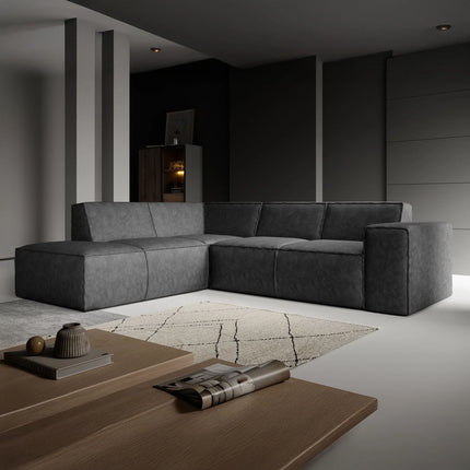 UNICORN Corner sofa 4-seater with chaise longue Faux leather black beige brown gray