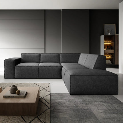 UNICORN Corner sofa 4-seater with chaise longue Faux leather black beige brown gray Width 261 cm Height 80 cm Depth 216 cm
